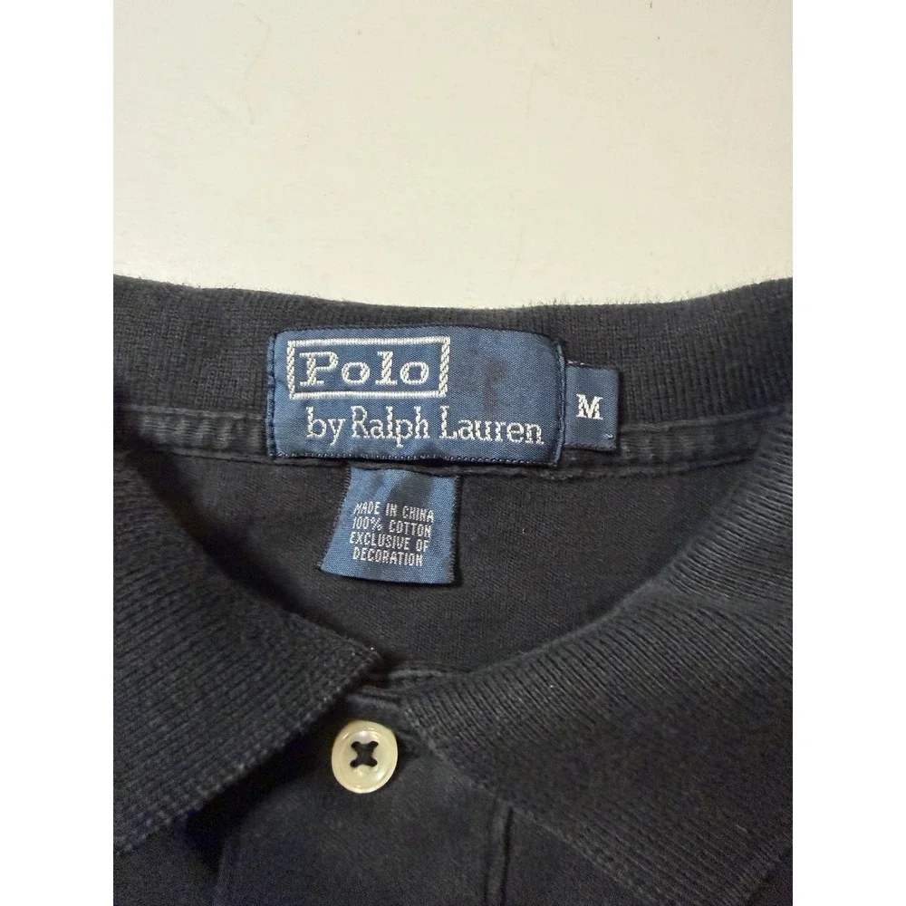 Vintage Polo Ralph Lauren Polo Shirt Mens Medium Black Short Sleeve Classic Fit